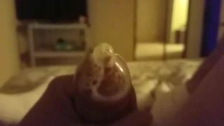 Wife made me to masturbate with used condom
