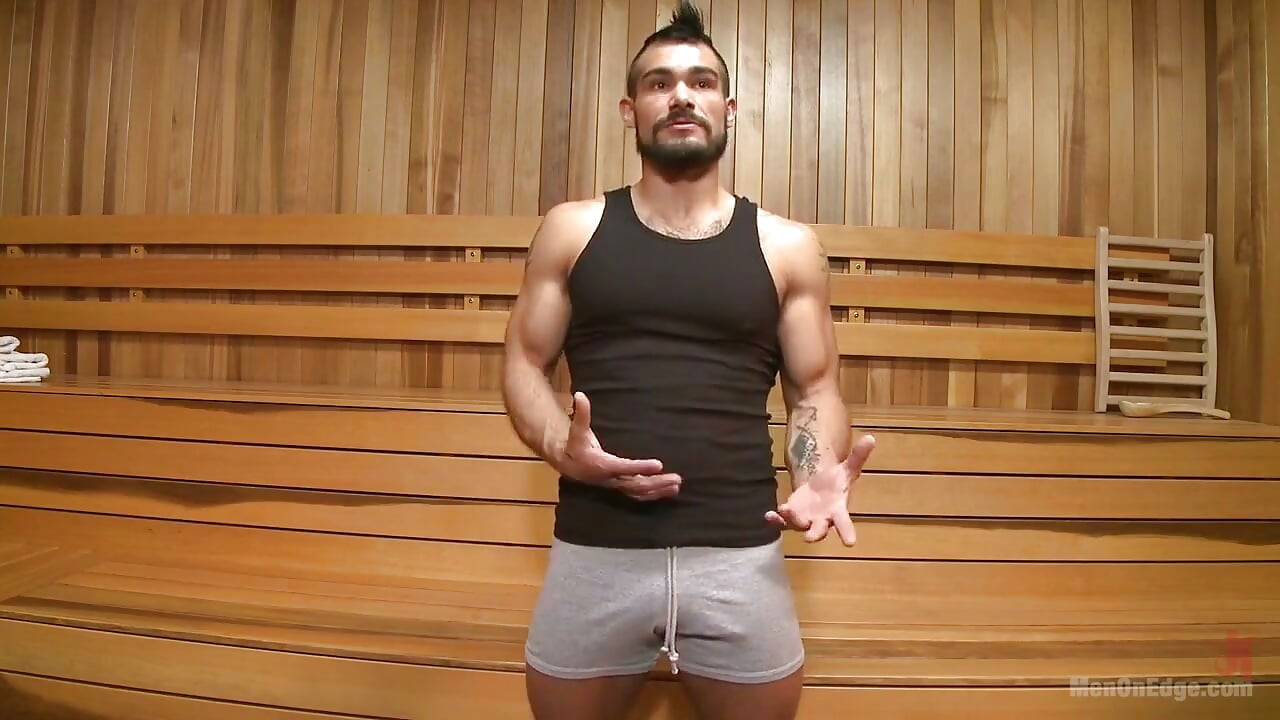 Cruising for Cock - Muscled Jock Gets Tied up & Fisted in the Showers