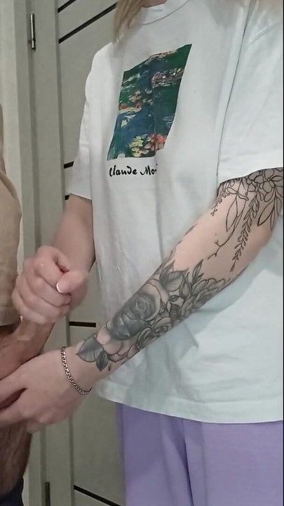 Stunning moment from "Stepmom's girlfriend jerks off young guy's dick at a family party"