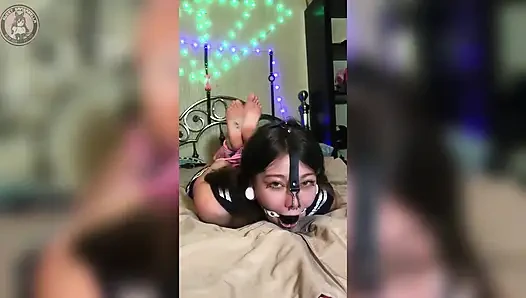 Hogtied School Girl Nose Hook Blowjob