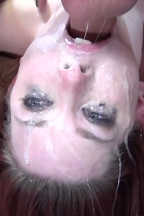 Gag on it! Cum gurgling red head struggles to deep throat every inch of cock