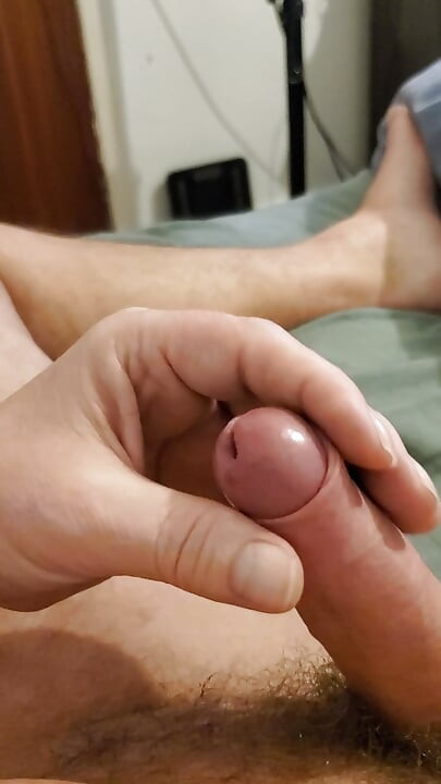 Foreskin teasing wanking till my spunk flys out