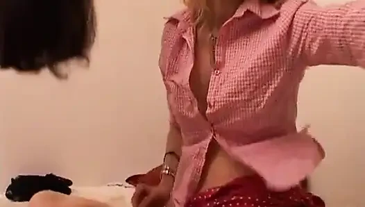 French Blonde and Brunette Lesbians Eat Pussy