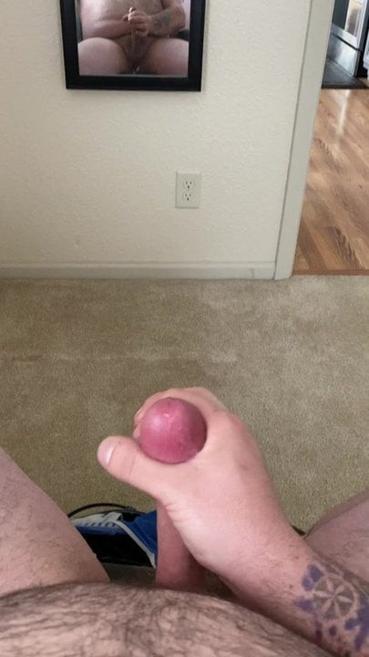 Jerking my big cock after work