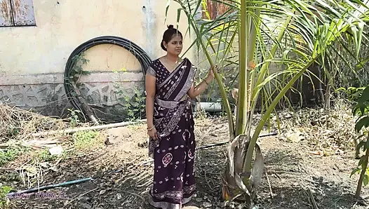 The tender garden was looking up at the coconut tree with the saree up and then the owner took it home and fucked the table.