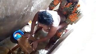 sex scandal: young Indian man fucks his step mother in the shower