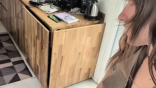 Horny Beautiful Cute Teenage Masturbation Shot from Above with Dildo and Blowjob