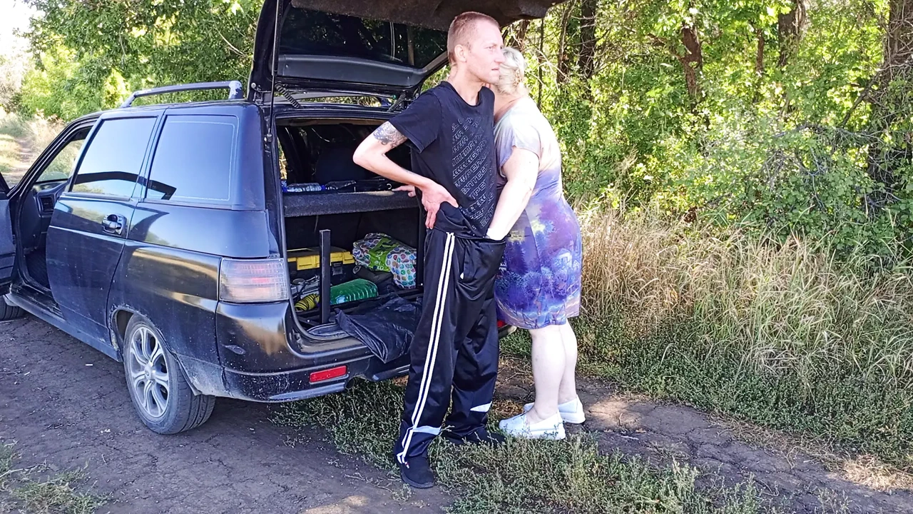 in the park, I fuck my neighbor in her pussy doggy style, then in her mouth and cum twice in a minute