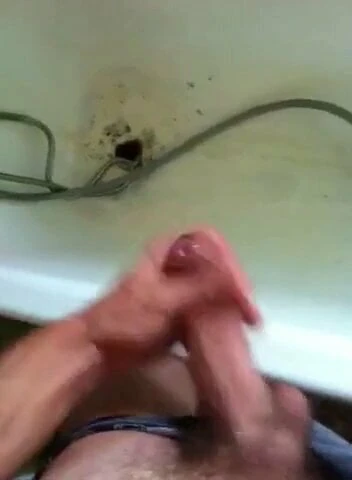 Big cumshot in old bathroom to repair