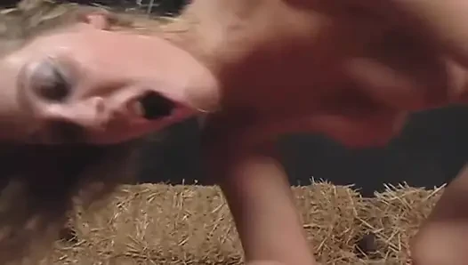 Blonde Vixen Stretched Wide in Barn Doggy Pounding