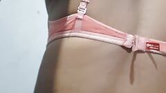 Indian teen boy wearing bra of his step sister and making fun
