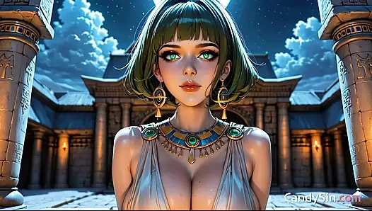 Cleopatras große titten und gesicht wurden in triefendes sperma nach 3D-Animation glückseligkeit überflutet