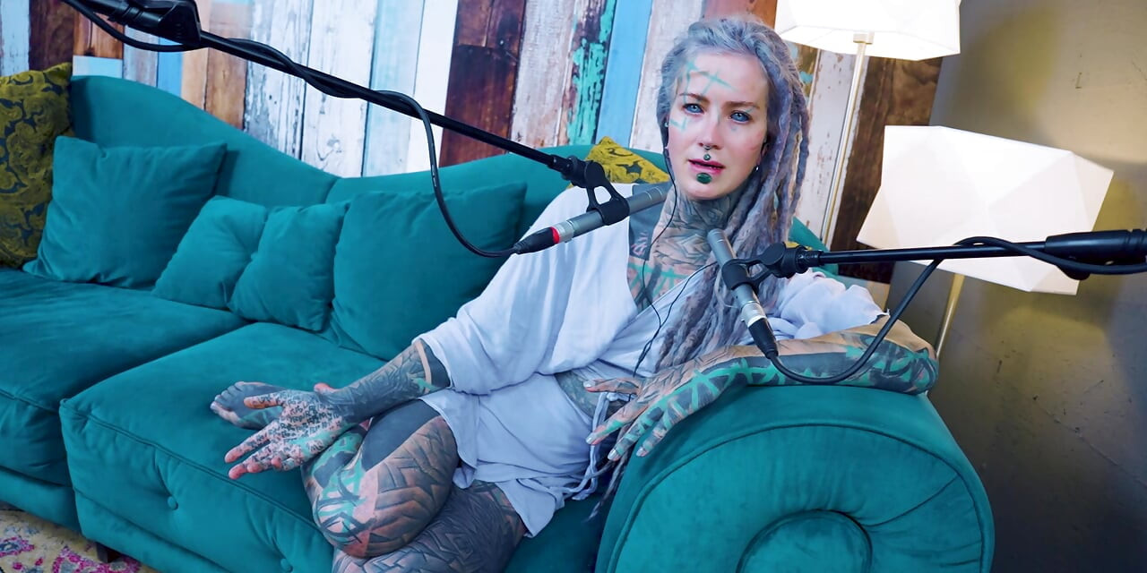 I talk about U - uncomfortable - ASMR podcast SFW talking goth skinny girl dreadlocks tattoo model inked girl