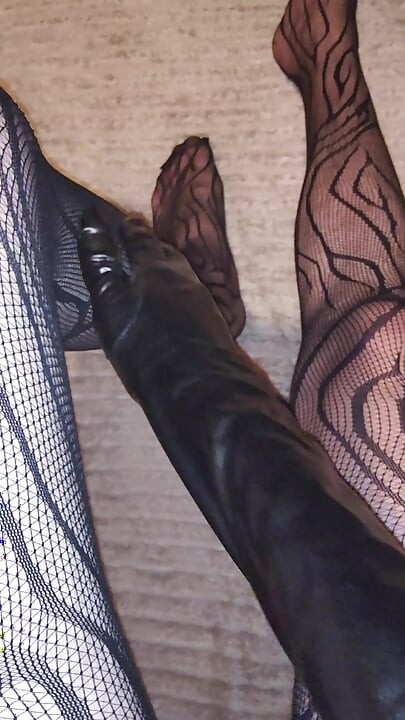 Teasing My Fishnet Stocking