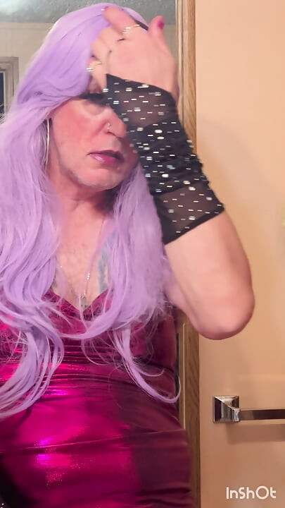 Crossdresser in Purple Masterbating with Cum Drinking Finish!