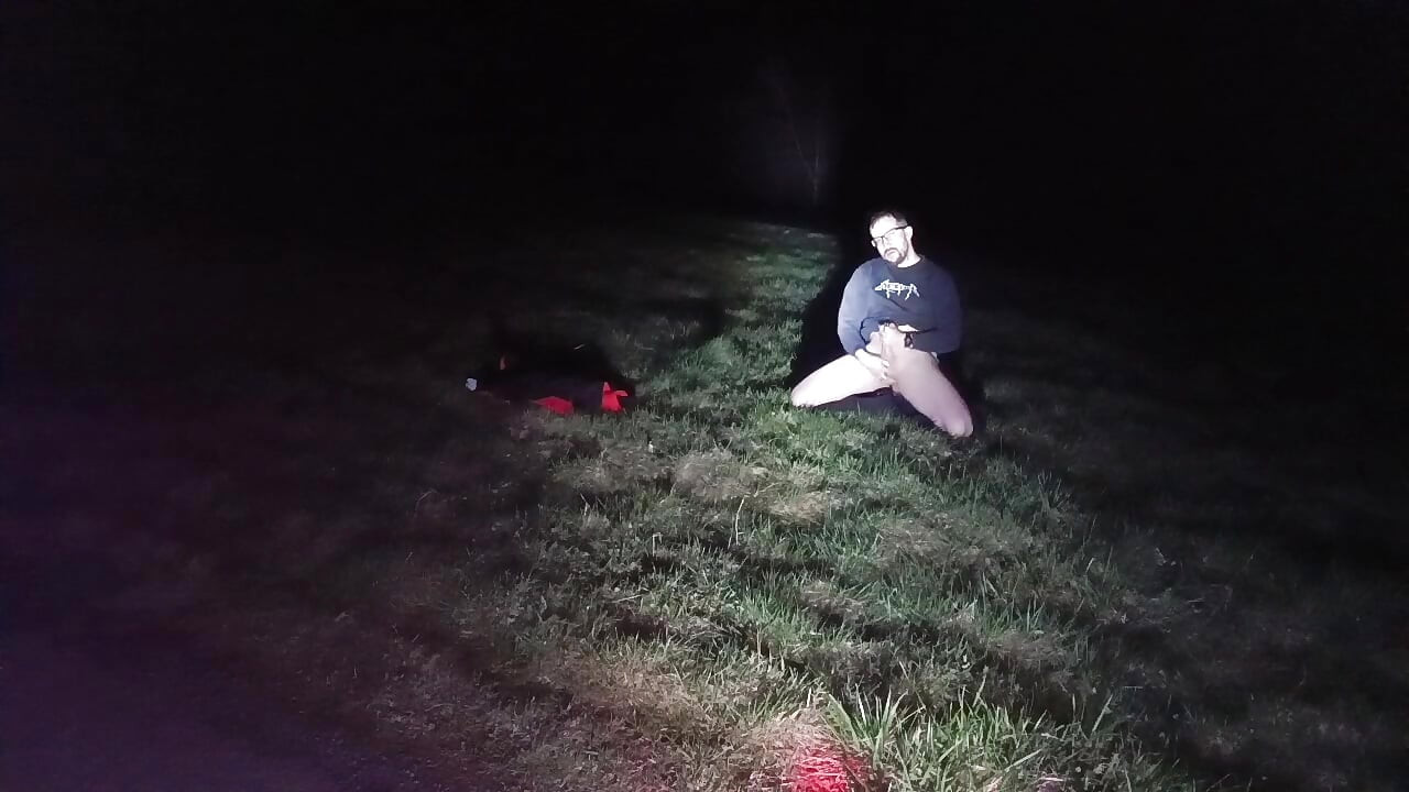I Strip and Jerk off Outside at Night