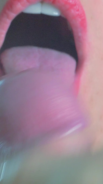Iconic moment from "I adore taking care of him even when he's finished - amateur MILF blowjob"