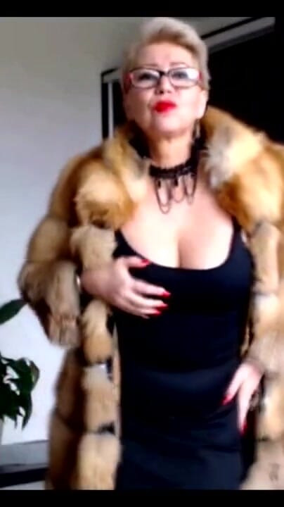 Mature bitch in a fur coat... Performance by the famous webcam whore and singer Aimee Hot MILF )) | Clip 2