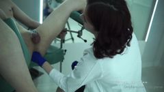 Mistress performs medical exam and two hands fisting