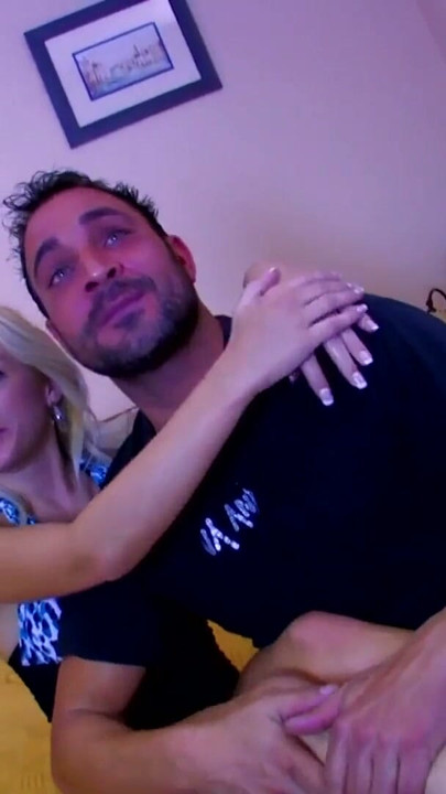Video shooting with blond in high heels deepthroat boyfriend and let him cum on face | Clip 1