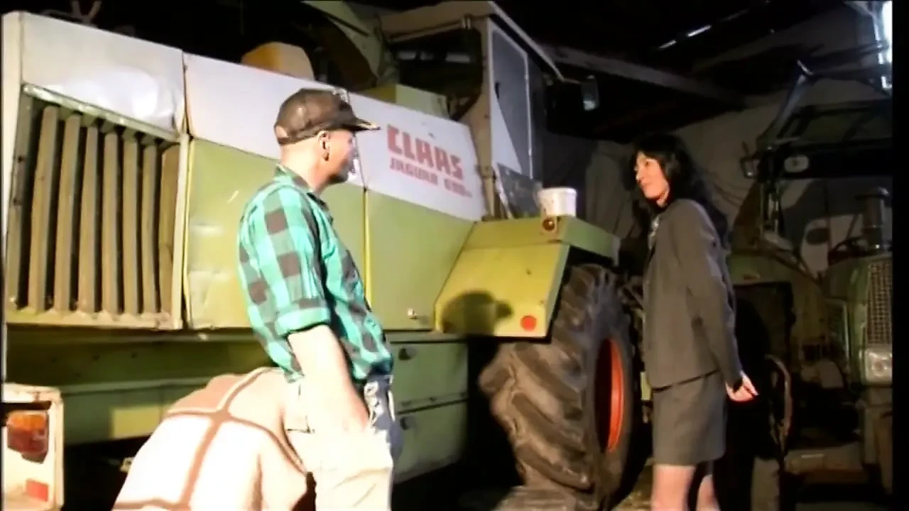 Hot lady of the city in sexy stockings banged by a farmer