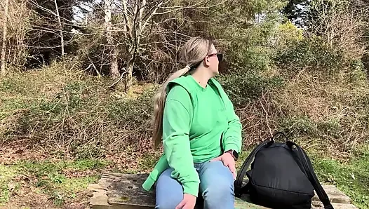 Desperate Outdoor Wetting Jeans on the Public Trail