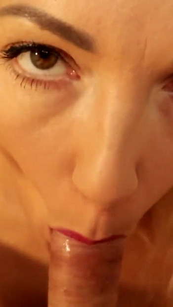 Thrilling moment from "BLOWJOB CLOSE-UP WITH CUM ON TONGUE - HOT MILF SUCKS COCK"