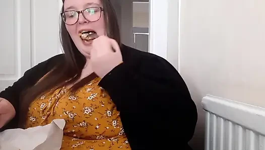 BBW SSBBW stuffing belly fish and chips