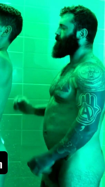Epic moment from "DadCreep - Muscular Bear Stepdad Bangs His Hot Stepson In The Shower - Alex Montenegro, Markus Kage"