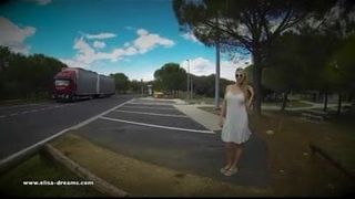 Flashing naked on a rest area for the truckers