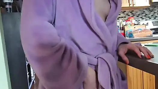 Milf sucks before counter fuck and cum on ass