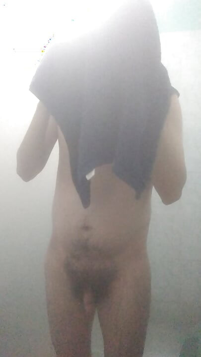 Naked man in shower