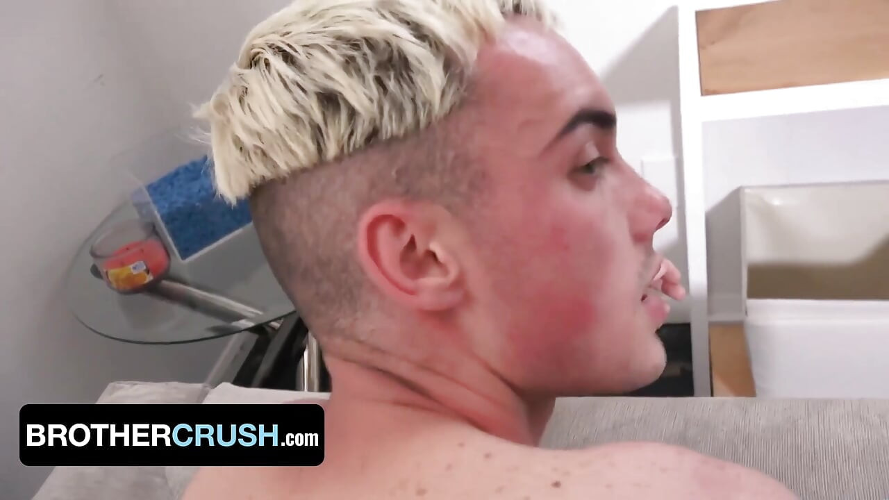 Blonde twink took dick pills and his stepbrother helped him get rid of his boner
