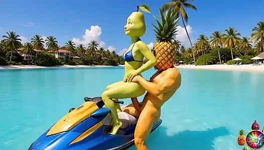 Episode 4 - gadis imut nenas dan pria avokado yang manis berbagi momen tropis hentai AI