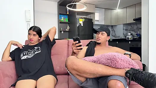 While my husband's cuckold makes lunch Latina slut gets fucked by stranger until he cums in her pussy