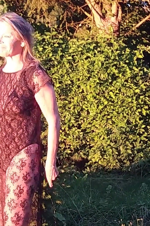 Granny Is Wearing a Sheer Bodysuit Outside