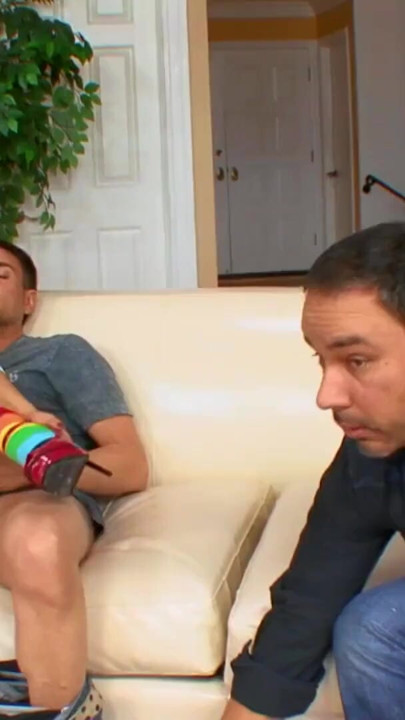 Brunette Latina Girl in colorful socks and the cuckold | Clip 2