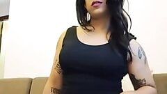 Big cock Indian shemale plays with her dick