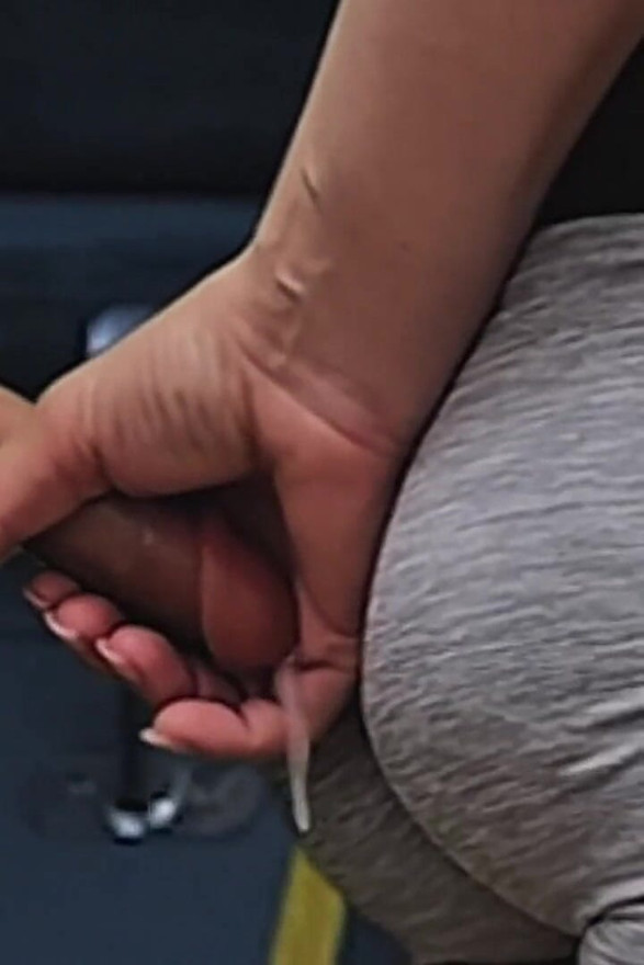 Almost Seen When She Strokes His Cock Inside a Bus