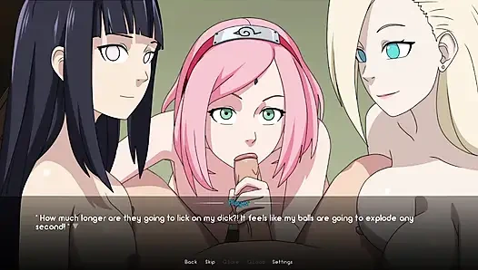 Naruto didominasi seks threesome ganas sama cewek hinata, ino & sakura di kamar