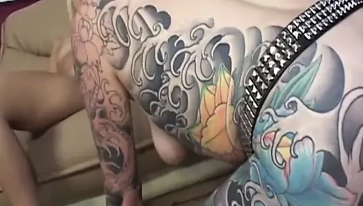 Tattooed Slut Fingers Blonde's Clenching Pussy Wild