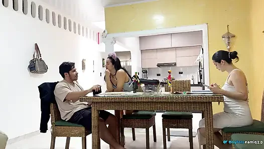 I fuck my girlfriend's daughter 18+ at the table while she doesn't see us!