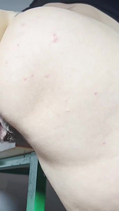 Perverted friction on the teen table and shaking orgasms while at home alone | Clip 1