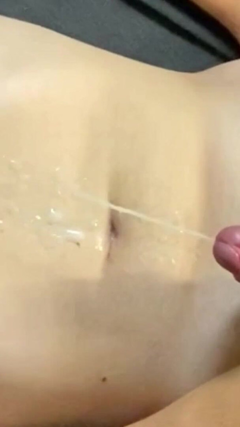 Can't hold it any longer and covered whole body with hot cum | Clip 1