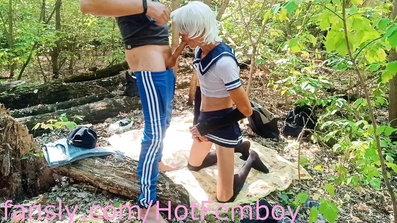 public sissy jumps on a big dick of a straight guy