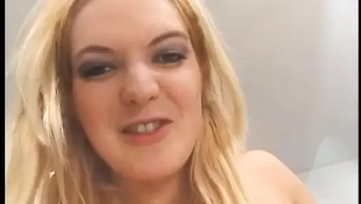 Two sexy blondes get asses fucked hard and creampied before drinking cum