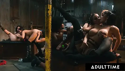 ADULT TIME - Intense LESBIAN ORGY Featuring Busty Babes! Rough Strap-On, Fisting & Raw Face Fuck