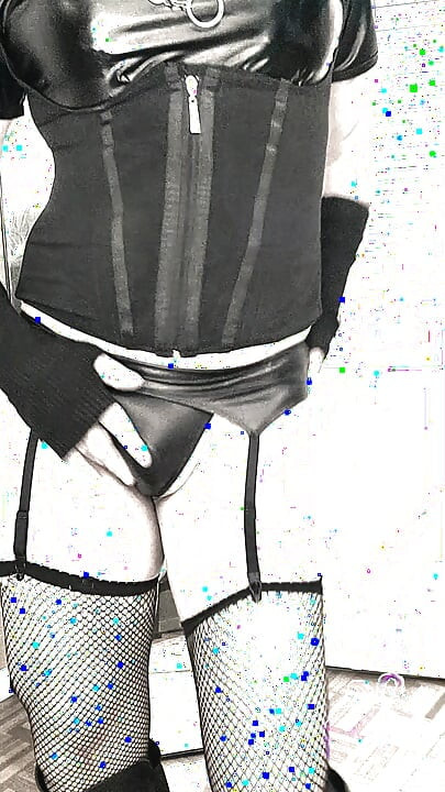 Seksowny Shemale Kandi Kane Lateks i Skórzane Buty Strip PMV