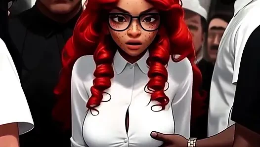 Schöne exotische cartoon-frauen werden kostenlos im öffentlichen zug benutzt