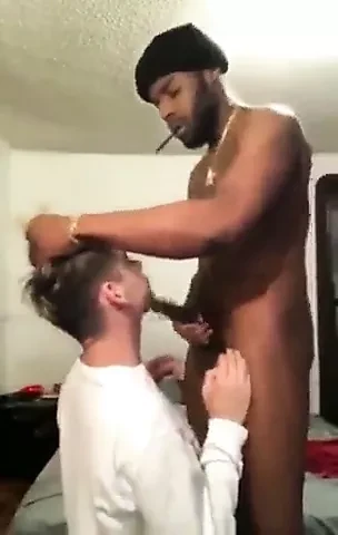 White boy gags on dick